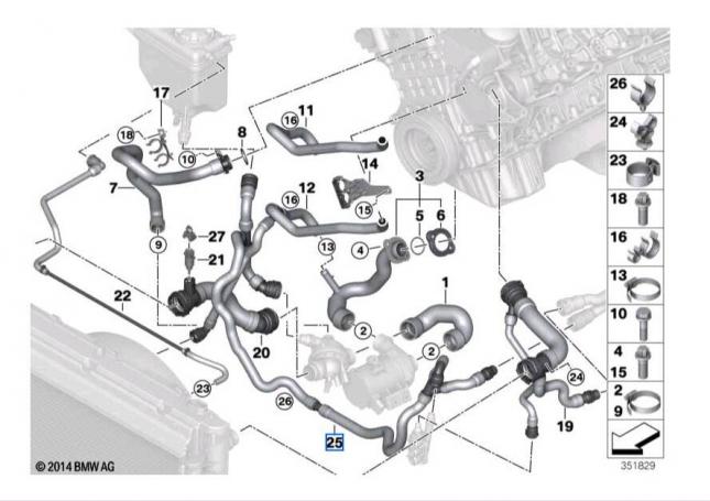 Патрубок охлаждения BMW E60 N52 возвратный 17127560160