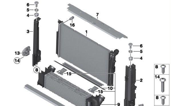 Радиатор охлаждающей жидкости Бмв F20 F30 F33 F21 17117600520