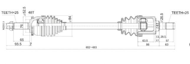 Привод передний левый в сборе Solaris Rio 3 2011- 49500 1R000