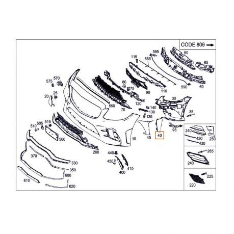 Mercedes W205 Накладка переднего бампера AMG прав A20588566029999