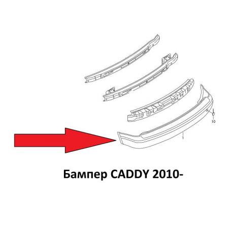 Caddy 3 Бампер задний под парктр рестайлинг 2K3807417A9B9