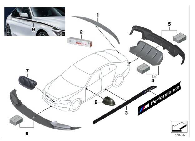 BMW F10 Спойлер переднего бампера M PERFORMANCE 51192219338