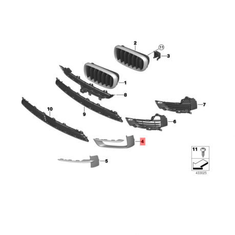 BMW F15 Молдинг решетки X Line правый 51117308044