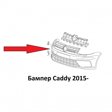 Caddy 4 Бампер передний Кадди 2015  2K58072179B9