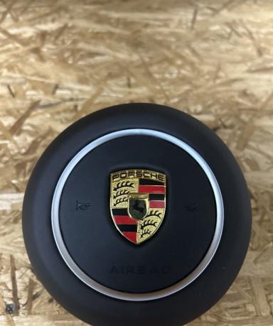 Подушка в руль airbag Porsche черная кожа хром 123456