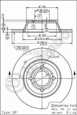 Диск тормозной передний Audi 80 1991-1996 08.5709.10