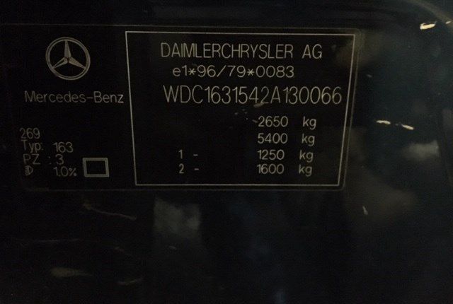 Разбор на запчасти Mercedes ML W163 1998-2004