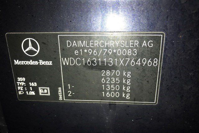 Разбор на запчасти Mercedes ML W163