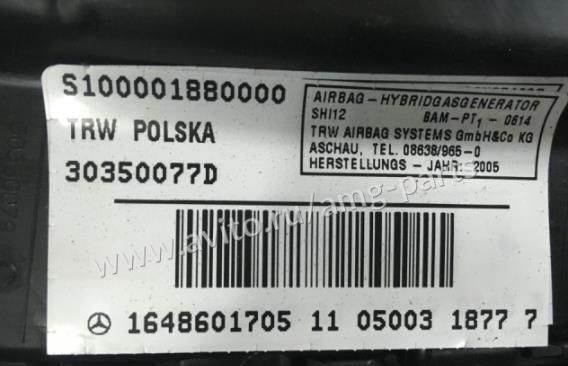 Подушка безопасности Mercedes W164 X164 C216 W221 A1648601805