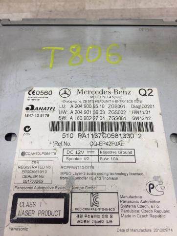 Магнитола Mercedes W204 A2049009510