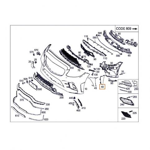 Mercedes W205 Накладка переднего бампера AMG прав A20588566029999