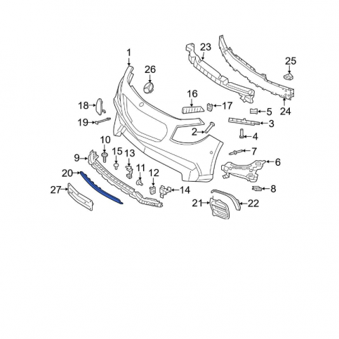 Mercedes W213 Молдинг бампера E63 AMG черный A2138853800