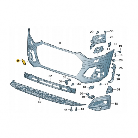 Audi Q5 2 Заглушка крюка передняя рестайлинг 80A807241AGRU