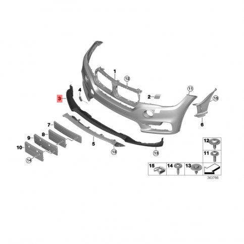 BMW F15 Спойлер бампера M под парктроники 51117397413