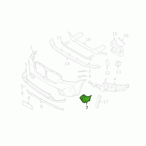 BMW G01 Воздуховод переднего бампера рестайлинг 51115A313A7