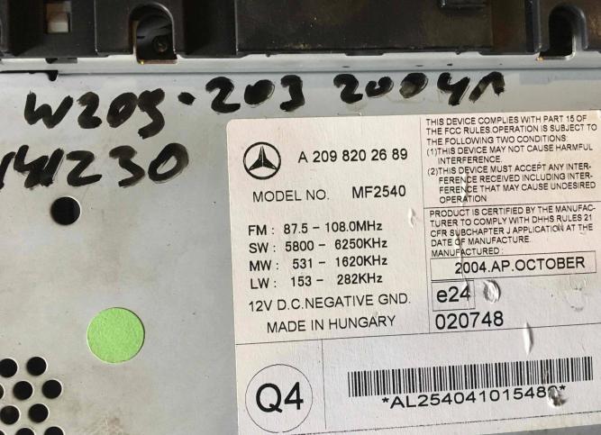 Магнитола Mercedes-Benz C W203 2003 A2098202689