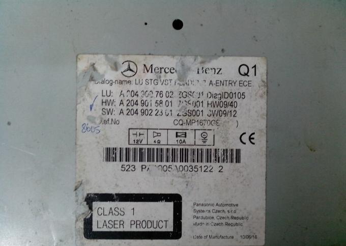 Магнитола для Мерседес GLK-класс в кузове X204 A2049007602