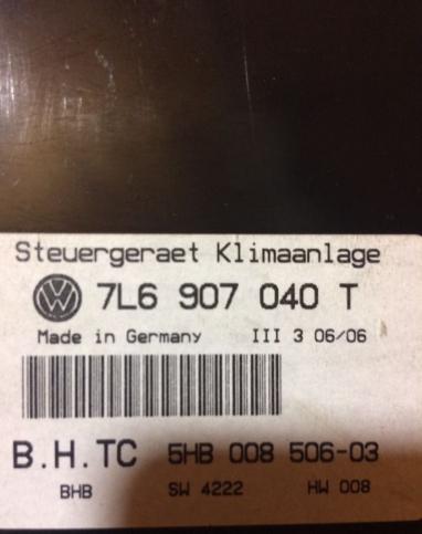 VW Таурег 7L6 907 040 T. L. K блок управления клим